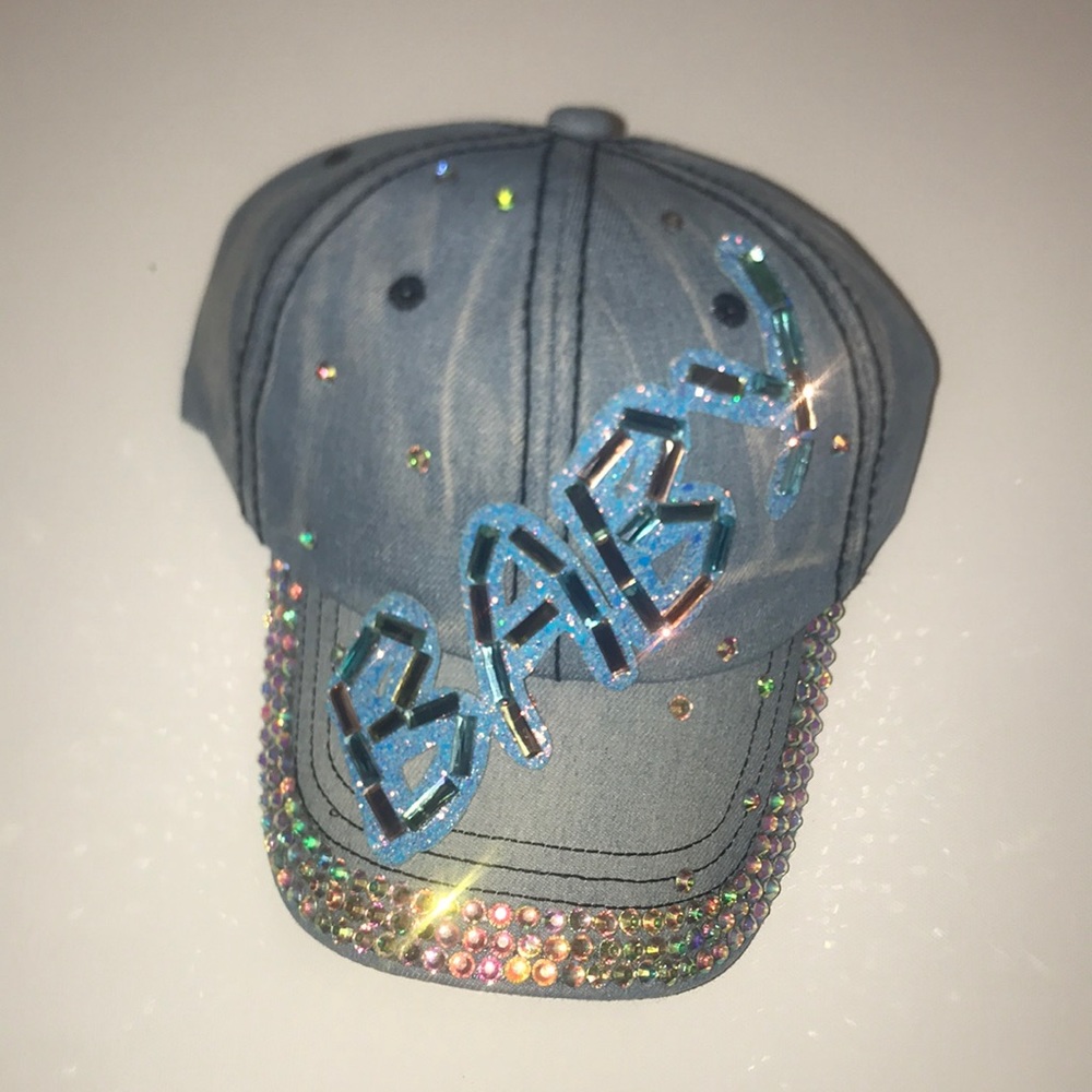 Faded Jean “BABY” hat with bling